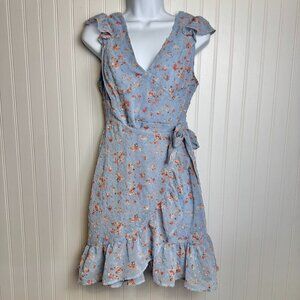 Floral Wrap Dress in Blue